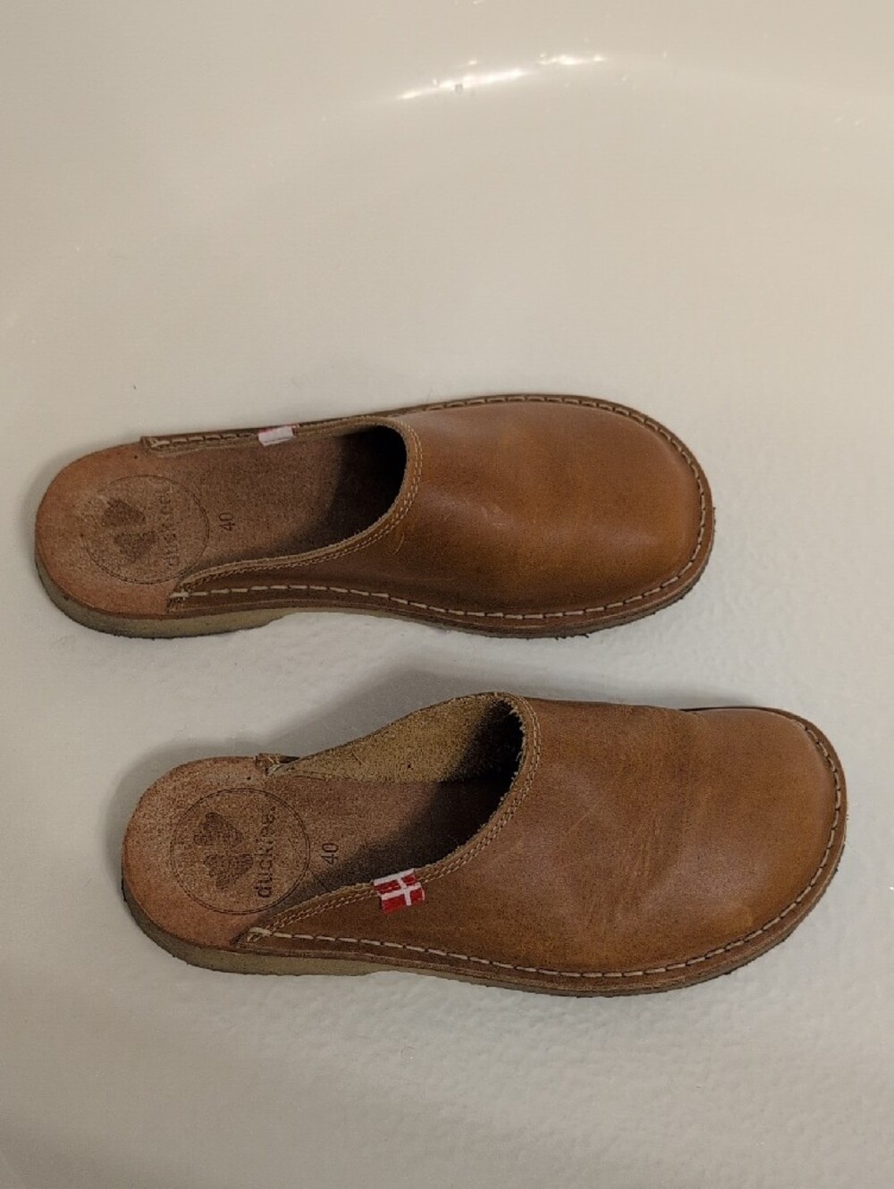 Women's Tan Leather Clog - Classic Slip-On - Picture 5 of 5